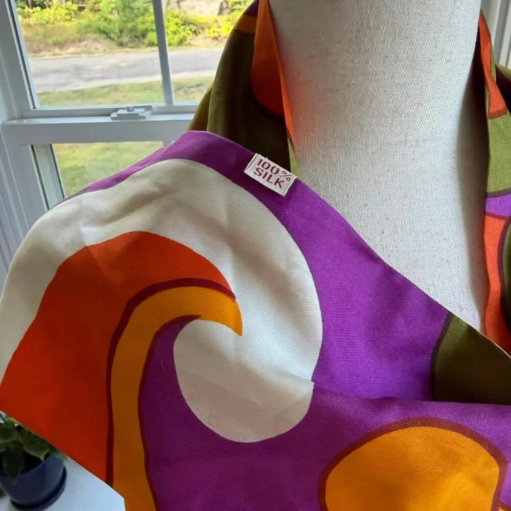 1960s Silk Psychedelic Scarf from Roger Van S.